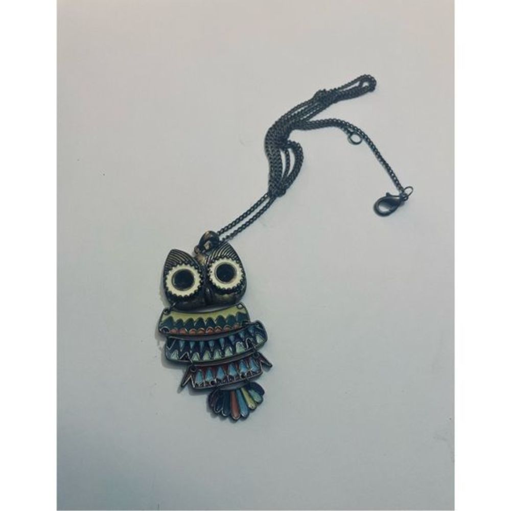 CUTE BRASS VINTAGE OWL NECKLACE - Picture 4 of 5